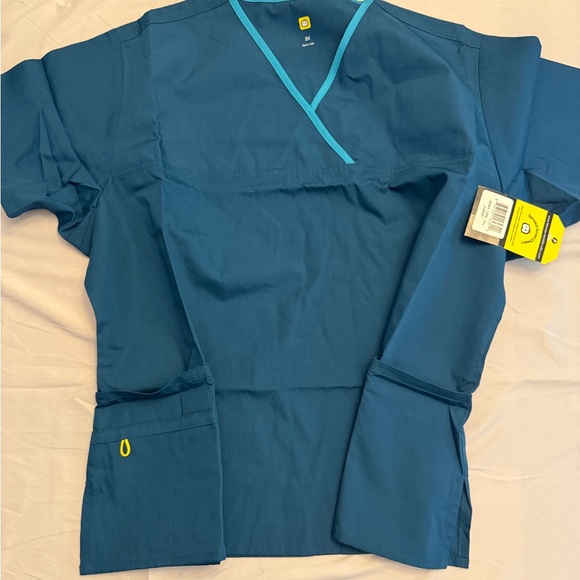 Teal Scrub Top with Pockets, Wonderwink, 2X - Picture 1 of 2